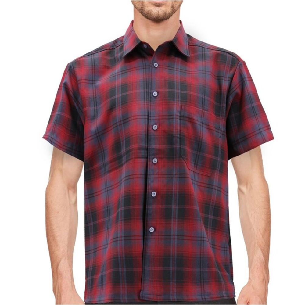 Maximos Men's Plaid Shirt Full Button Down Short Sleeve Classic Western Shirt